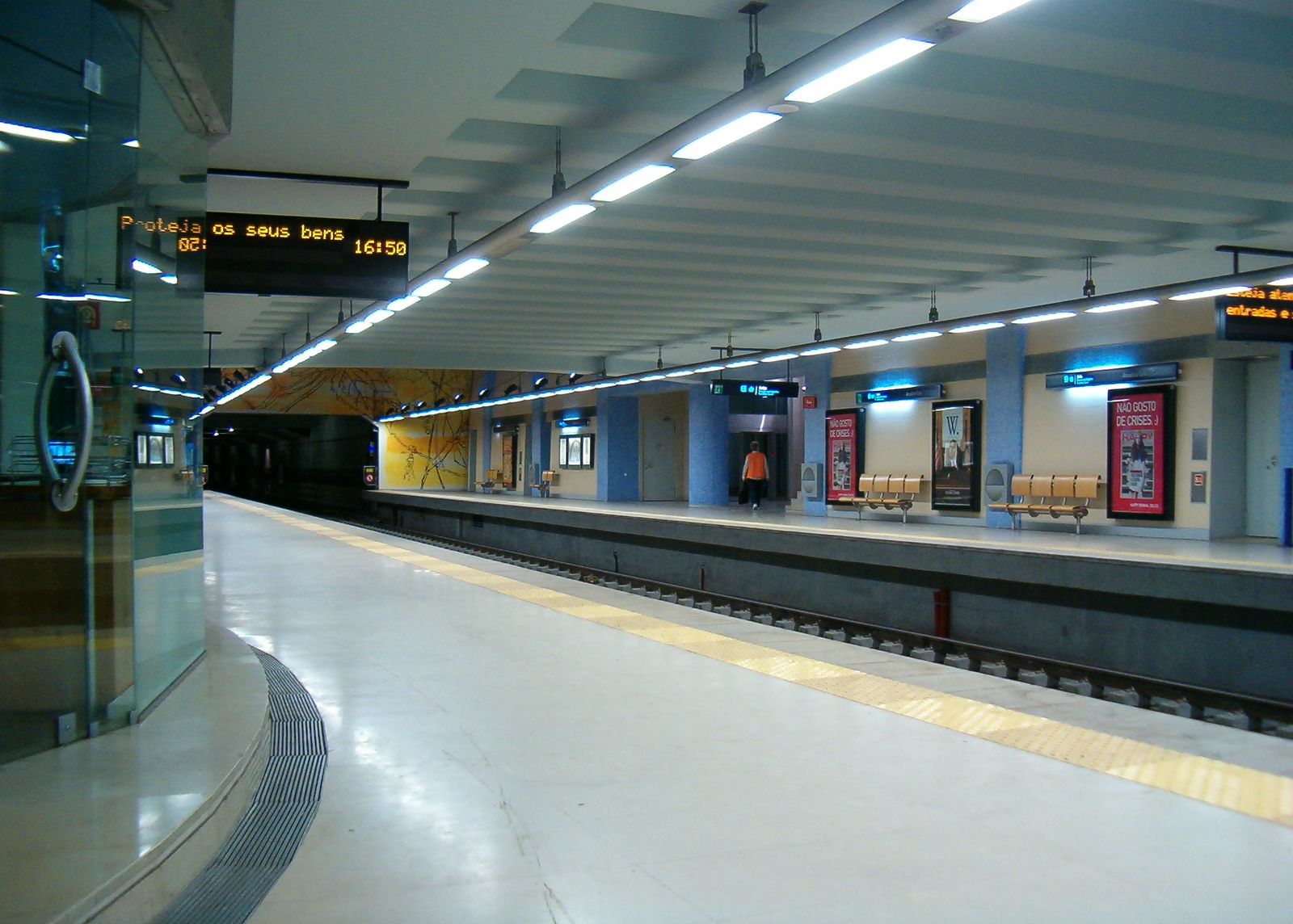 Amadora Este metro station uses colour and azulejos to open up the underground